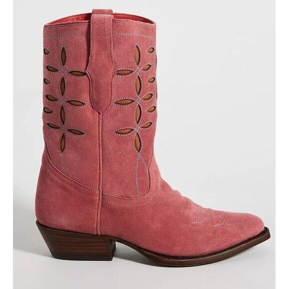 PLANET COWBOY X Anthropologie $475 Pee-wee Leather Western Cowgirl Boots Pink - Picture 2 of 14